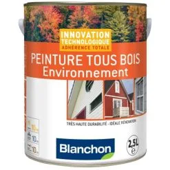 Blanchon Soldes 31 BLANCHON Peinture Microporeuse Hydrofuge Tous Bois Environnement, Blanc 9016, Bidon 1l